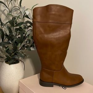 NEVER WORN Just Fab Faux Leather riding boots (wide calf)